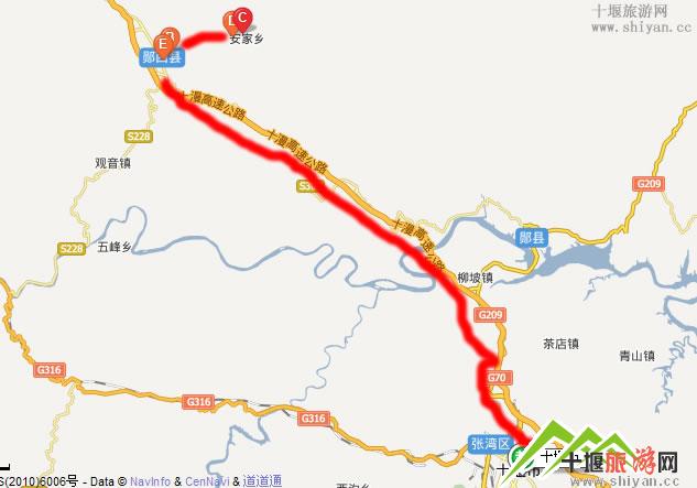 如果是陕西的也可以走银武南下到郧西,从郧西县城往东走,开车15分钟到图片